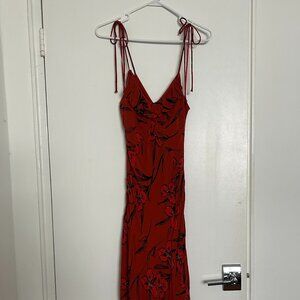 Anthropologie - Floral Printed Assymetrical Hem Midi Dress